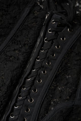 Dolce & Gabbana Black Cotton Floral Lace Corset Bustier Top