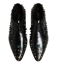 Dolce & Gabbana Black Leather Derby Dress Studded Shoes