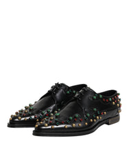Dolce & Gabbana Black Leather Derby Dress Studded Shoes