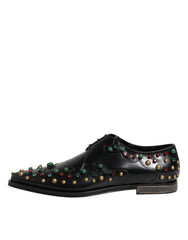 Dolce & Gabbana Black Leather Derby Dress Studded Shoes