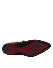 Dolce & Gabbana Black Leather Derby Dress Studded Shoes