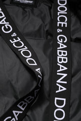 Dolce & Gabbana Black Logo Full Zip Hooded Quilted Jacket