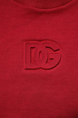Dolce & Gabbana Red Embossed Logo Cotton Crew Neck Sweater