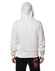 Dolce & Gabbana White Cotton DG ROYAL Print Hooded Sweater