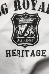 Dolce & Gabbana White Cotton DG ROYAL Print Hooded Sweater