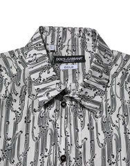 Dolce & Gabbana White Floral Print Casual Long Sleeves Shirt