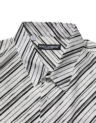 Dolce & Gabbana White Striped Long Sleeves Men Formal Shirt