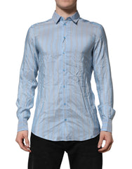 Dolce & Gabbana Blue Striped MARTINI Long Sleeve Dress Shirt