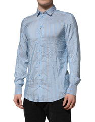 Dolce & Gabbana Blue Striped MARTINI Long Sleeve Dress Shirt