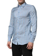 Dolce & Gabbana Blue Striped MARTINI Long Sleeves Dress Shirt