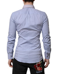 Dolce & Gabbana Blue Cotton SICILIA Long Sleeves Dress Shirt