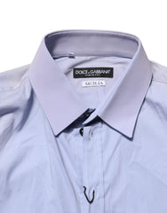 Dolce & Gabbana Blue Cotton SICILIA Long Sleeves Dress Shirt