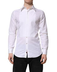 Dolce & Gabbana White Cotton GOLD Long Sleeves Dress Shirt