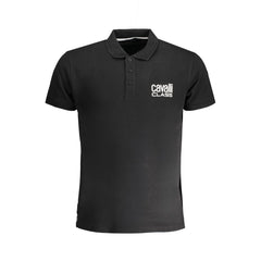 Cavalli Class Black Cotton Men Polo Shirt