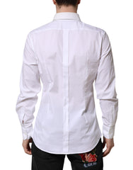 Dolce & Gabbana White Cotton GOLD Long Sleeves Dress Shirt