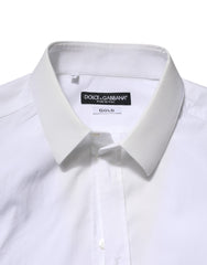 Dolce & Gabbana White Cotton GOLD Long Sleeves Dress Shirt