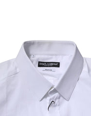Dolce & Gabbana White Cotton GOLD Long Sleeves Dress Shirt