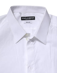 Dolce & Gabbana White Cotton GOLD Long Sleeves Dress Shirt