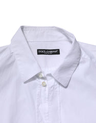 Dolce & Gabbana White Cotton Long Sleeves Dress Formal Shirt