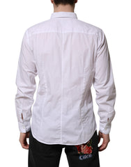 Dolce & Gabbana White Cotton STAFF Long Sleeves Dress Shirt