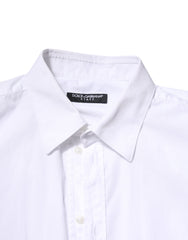 Dolce & Gabbana White Cotton STAFF Long Sleeves Dress Shirt