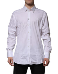 Dolce & Gabbana White Cotton GOLD Long Sleeves Dress Shirt