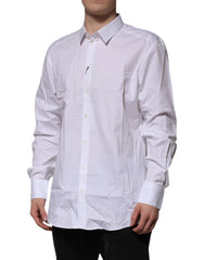 Dolce & Gabbana White Cotton GOLD Long Sleeves Dress Shirt