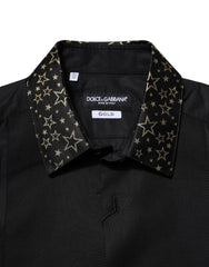 Dolce & Gabbana Black Cotton GOLD Long Sleeves Dress Shirt
