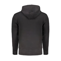 Calvin Klein Black Cotton Men Sweater with Hood and Central Pockets