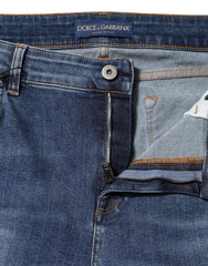 Dolce & Gabbana Blue Washed Cotton Low Waist Denim Jeans