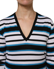 Dolce & Gabbana Multicolor Stripes Long Sleeves V-neck Top