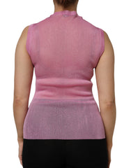 Dolce & Gabbana Pink Polyester Sleeveless Round Neck Tank Top