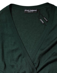 Dolce & Gabbana Dark Green Cashmere Silk Cardigan Sweater