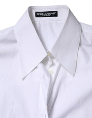 Dolce & Gabbana White Cotton Collared Shirt Long Sleeve Top