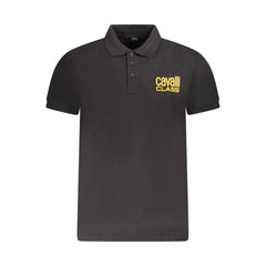 Cavalli Class Black Cotton Men Polo Shirt