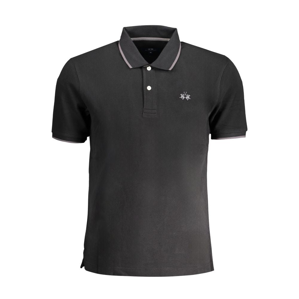 La Martina Black Cotton Polo Shirt