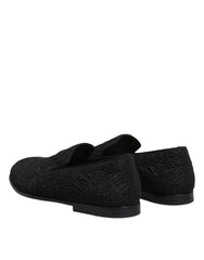 Dolce & Gabbana Black Jacquard Slip On Loafers Formal Shoes