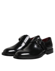 Dolce & Gabbana Black Leather Monk Strap Derby Formal Shoes