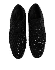 Dolce & Gabbana Black Suede Strass Derby Formal Shoes