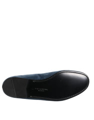 Dolce & Gabbana Blue Velvet DG Logo Loafers Formal Shoes