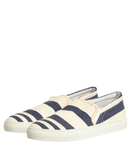 Jucca Blue White Striped Canvas Men Low Top Casual Shoes