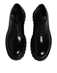 Dolce & Gabbana Black Leather Lace Up Derby Men Dress Shoes