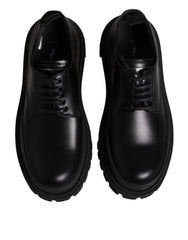 Dolce & Gabbana Black Leather Lace Up Derby Men Dress Shoes