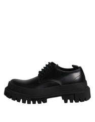 Dolce & Gabbana Black Leather Lace Up Derby Men Dress Shoes
