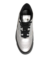 HIDE & JACK Metallic Silver Low Top Lace Up Sneakers Shoes