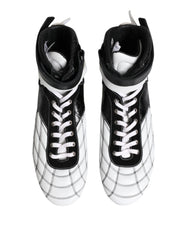 Dolce & Gabbana Black White Leather High Top Sneakers Shoes