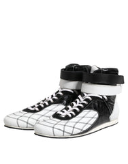 Dolce & Gabbana Black White Leather High Top Sneakers Shoes