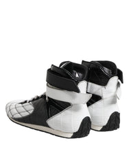 Dolce & Gabbana Black White Leather High Top Sneakers Shoes