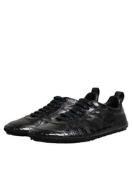 Dolce & Gabbana Black Exotic Leather Low Top Sneakers Shoes