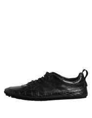 Dolce & Gabbana Black Exotic Leather Low Top Sneakers Shoes